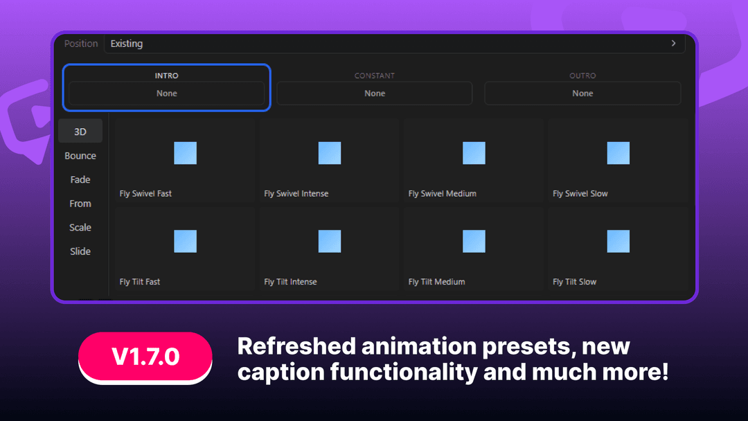 What’s new in Brevidy: Smarter captions in Premiere Pro, 3D animations, and more!