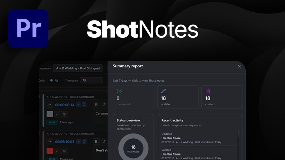 Track Tasks in Adobe Premiere With ShotNotes